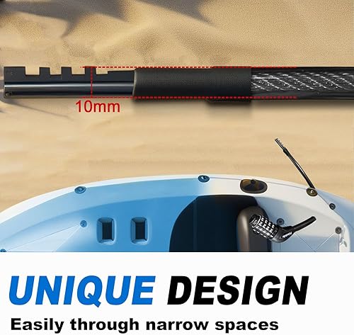 Miniatura 2 de Candado de cable largo, candado recto extra largo para bicicleta (5 pies a 25 pies) con combinación reiniciable, cerraduras de kayak, cerraduras de