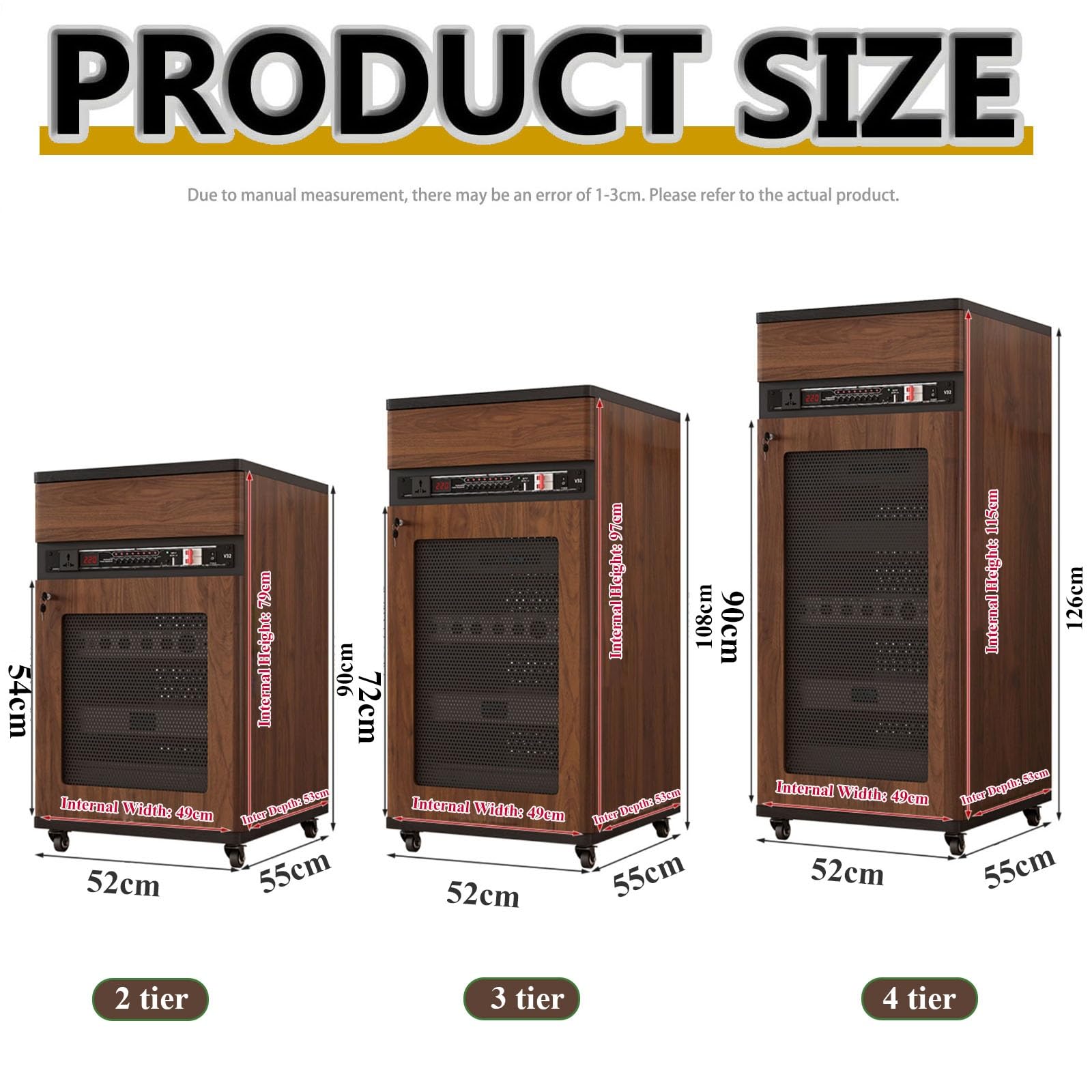 Rack Audio Professionnel 12U Lourd sur roulettes - Meuble pour Home Cinéma & Studio, Parfait pour Ampli, Équipement KTV Et Matériel Audio(Gray,4 Tier)