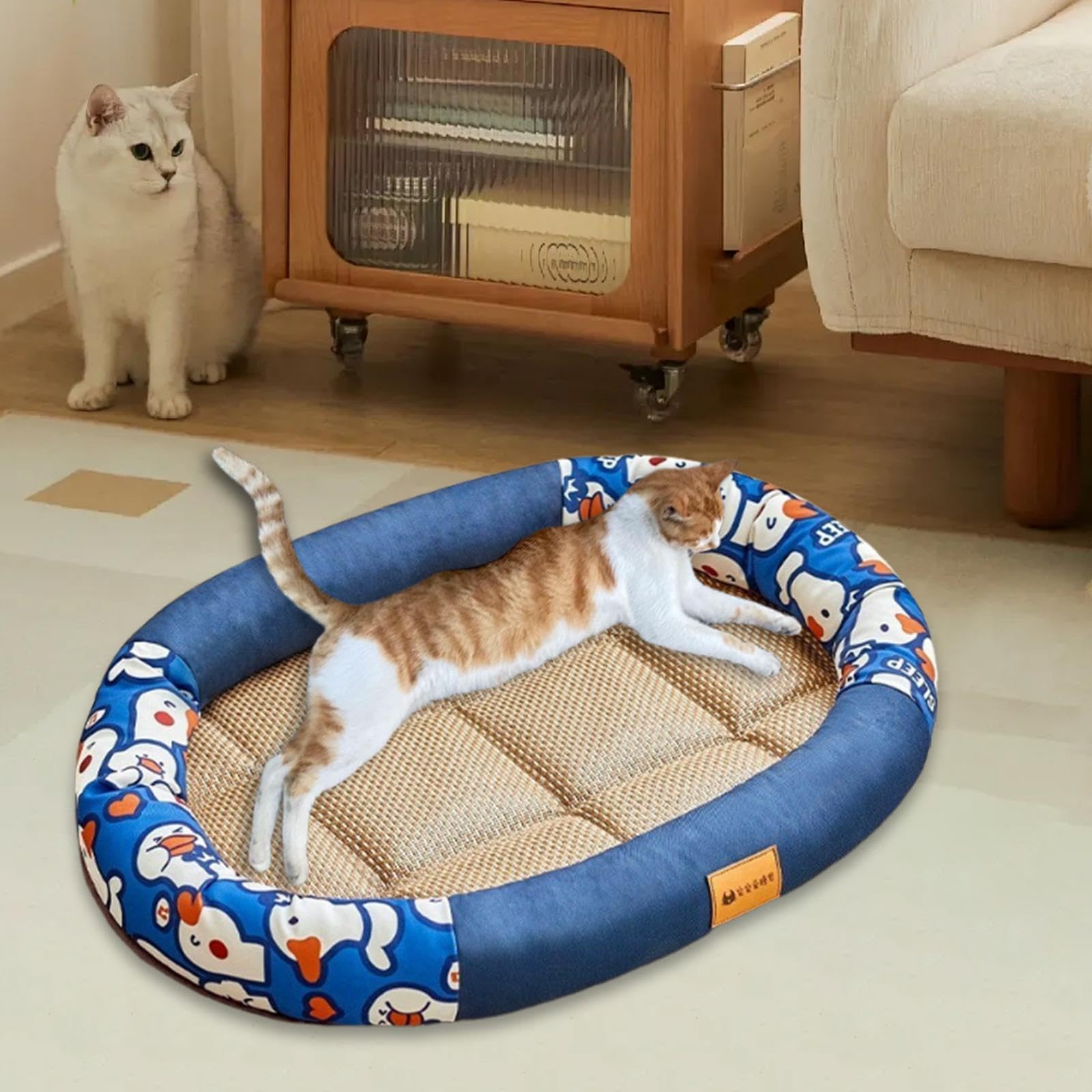 Cuccia per Gatti da Interno per Il Caldo Estivo, Materassino per Cani di Piccola Taglia E Gattini, Blu