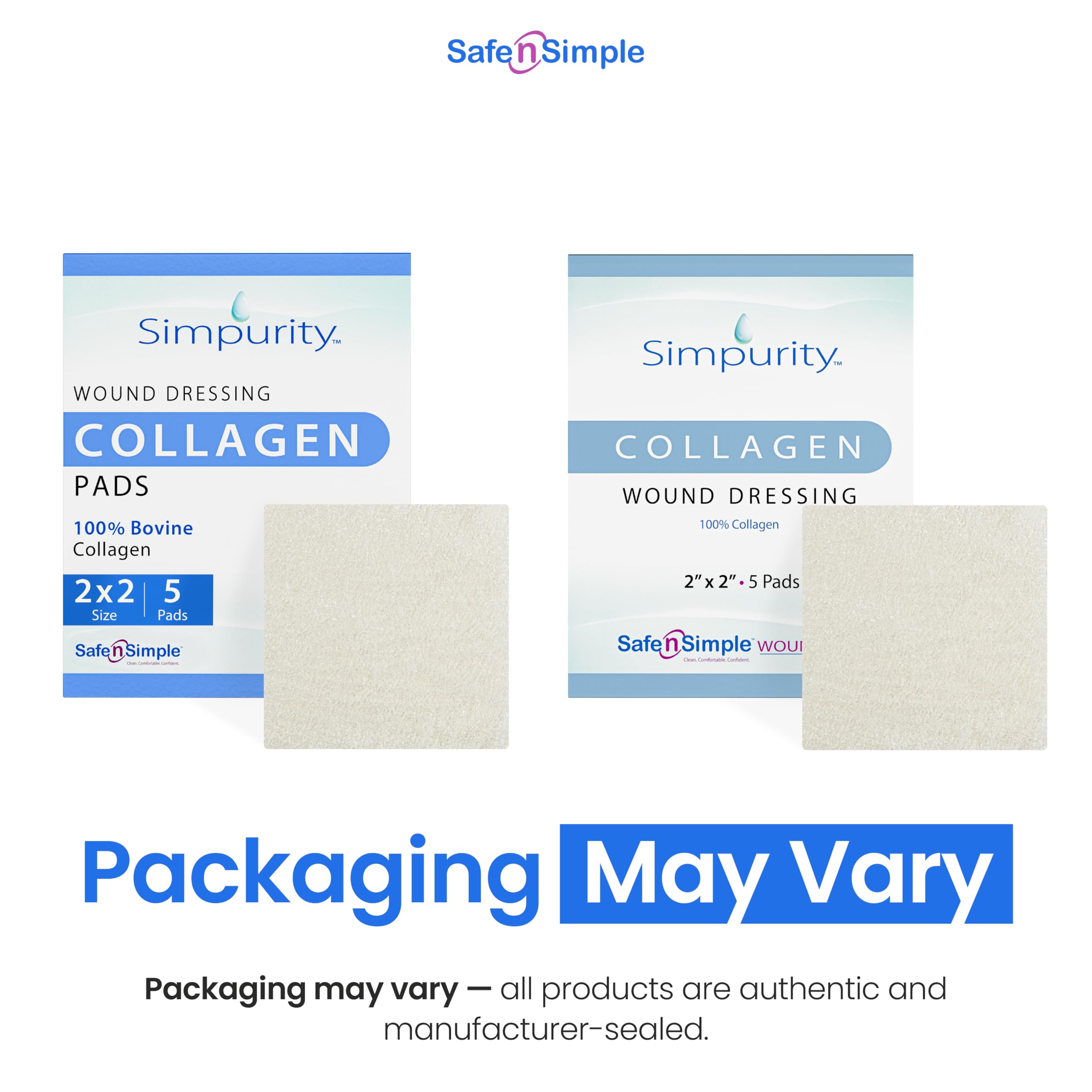 Collagen Wound Dressing - 2" x 2" -5 Count - Bovine Collagen Pads — Amazon image 2