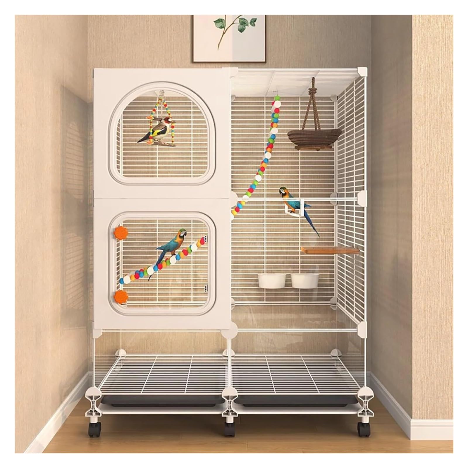 Gabbia for Pappagalli Grande Con Ruote E Vassoio, Gabbia for Uccelli Grande, Design Mobile, Ideale for Parrocchetti E Uccelli Vari