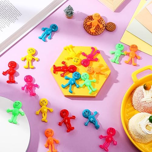 Miniatura 5 de Libima 180 piezas elásticas y flexibles para hombre, caja de tesoros, juguetes para el aula, figuras sonrientes elásticas, colores surtidos,