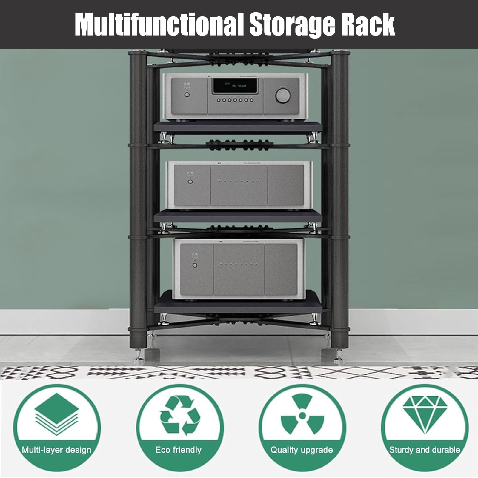Audio-schrank, Hifi-rack, Av-regal, 1/2-stöckiger Mdf-tv-ständer – Stabiler Plattenspieler-ständer Mit Platz Für Drucker – Multifunktionales Möbel Für Home-entertain(Size:70*70*50cm(2Tier),Color:Weiß)