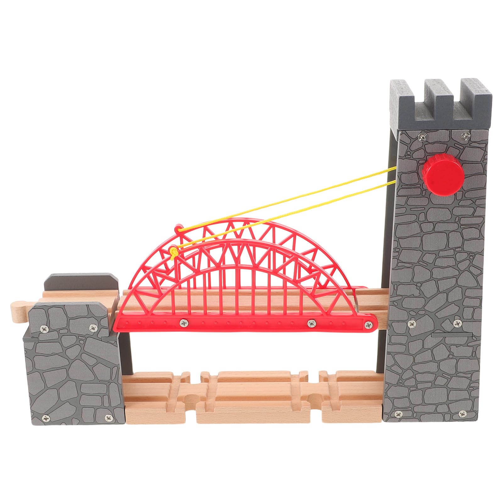 OFFSCH Wooden Train Tracks Set Accessories Wood Railway Bridge Overpass for Railroad Tracks Prop for Train Set Layout Scene