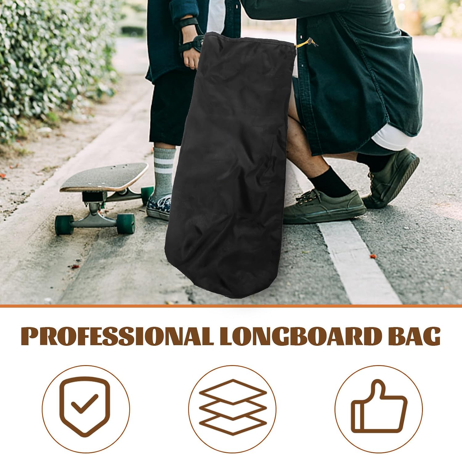 PRETYZOOM 2pcs Multifunctional Skateboard Backpack Sling Bag with Drawstring Thin Lightweight Shoulder Sports Bag for Outdoor Skateboard Carry Professional Accessory Pouch Style
