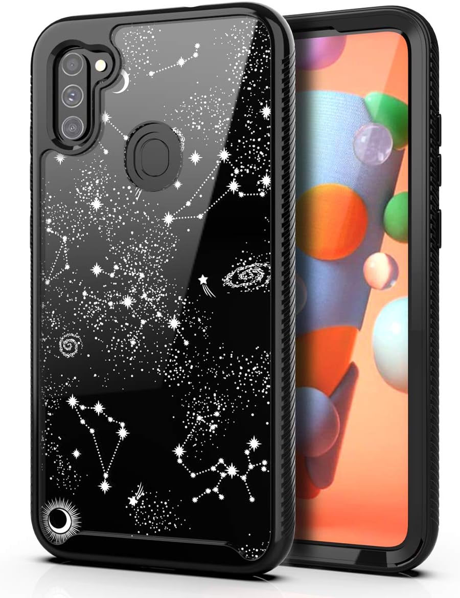 PBRO Case for Samsung A11 Case,Galaxy A11 Case Cute Universe Case Dual Layer Hybrid Anti-Slip Sturdy Case Rugged Shockproof Case for Samsung Galaxy A11-Black