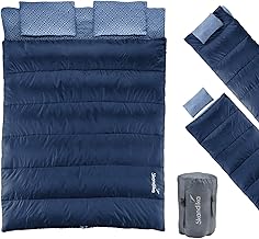 Skandika Doppelschlafsack Iceland Double | Schlafsack 2 Personen 3 Jahreszeiten, mit/ohne Flanell, Baumwolle, Kissen, 220 x 150 cm, als Einzelschlafsack nutzbar | Deckenschlafsack Familienschlafsack