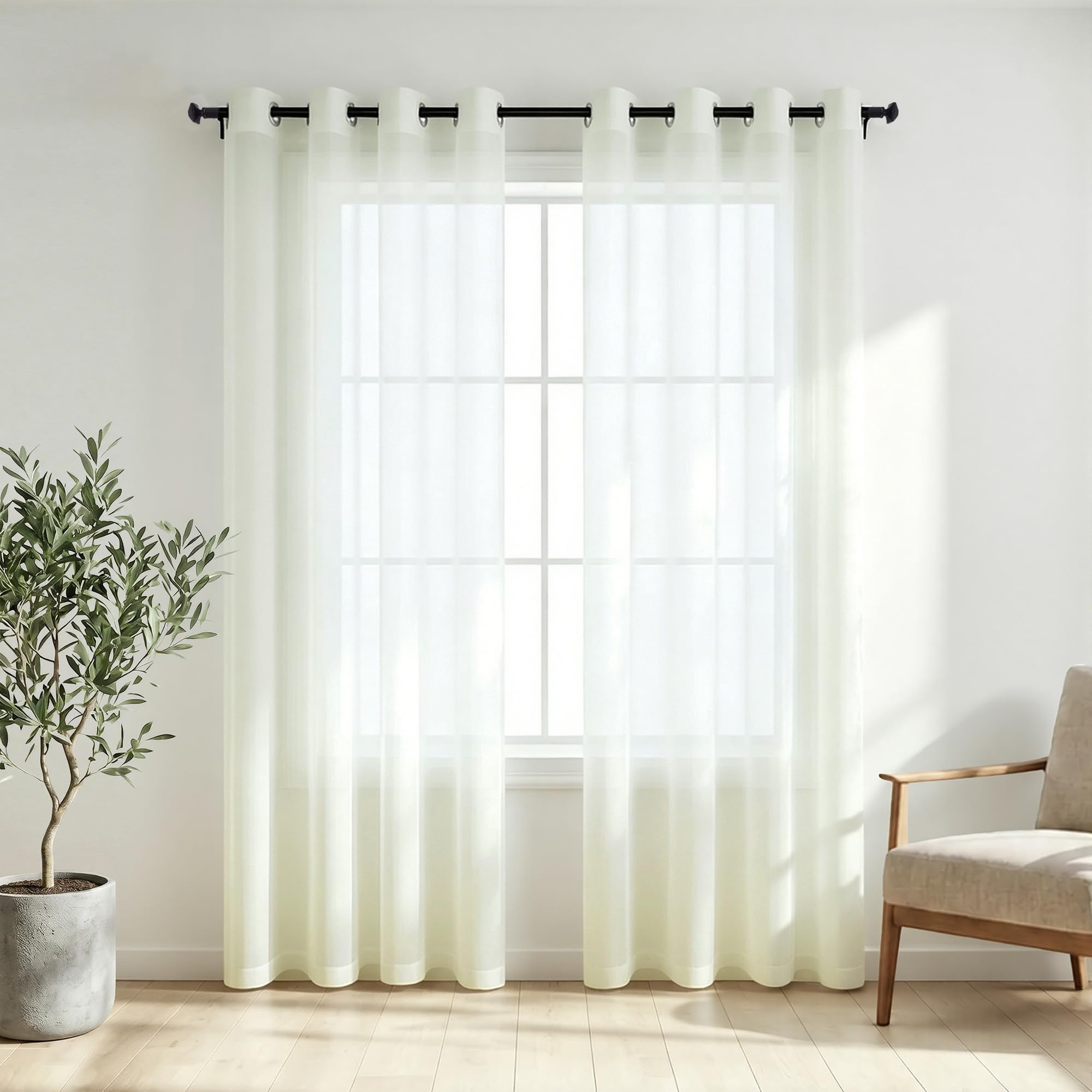 Amazon.com: KOUFALL Sheer Ivory Curtains 96 Inches Long for
