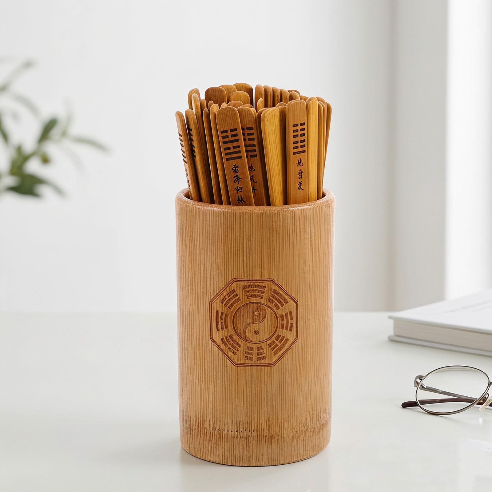 Toyvian Herramienta de Adivinación I Ching con Bambú y Tubo
