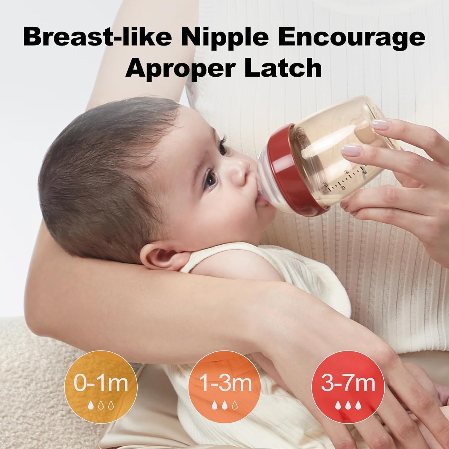 Anti-Colic Baby Bottles, 2 Pack 5oz PPSU Natural Slow Flow Baby Bottle with Breast-Like Nipple, Wide Neck BPA Free Baby Bottles for Babies, with 2 Small Flow Nipples