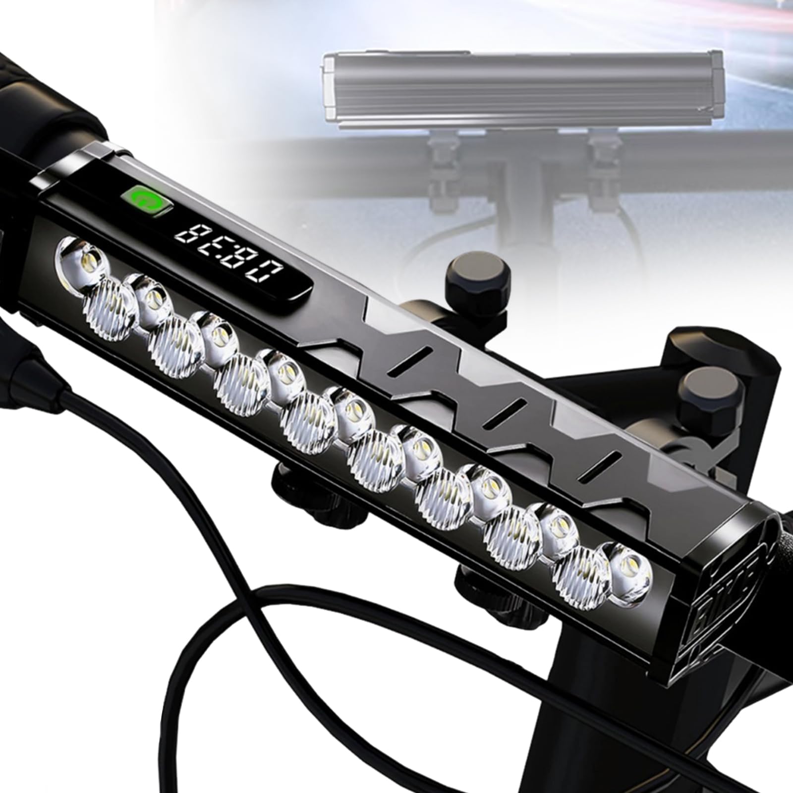 17 LED Phare Avant Ultra-Lumineux pour Vélo, 4800 Lumens, Affichage Numérique De La Puissance, Rechargeable par USB, pour Vélo De Route, VTT Tout-Terrain Et Trajets Quotidiens