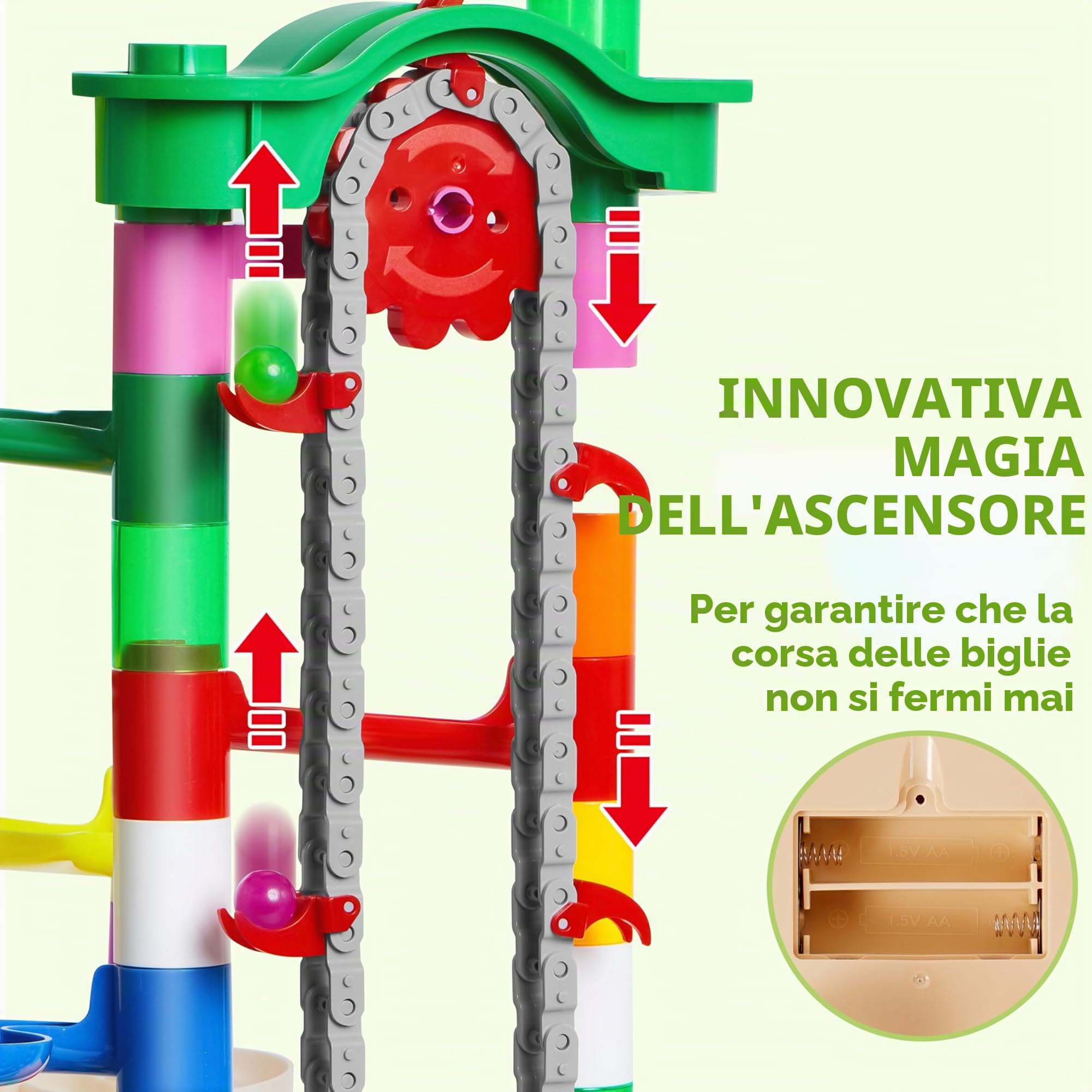 JOYIN Pista per marmotta, 236 pezzi, giocattolo educativo con ascensore motorizzato, giocattolo educativo per bambini di età 7 8 9 10 11 12 anni