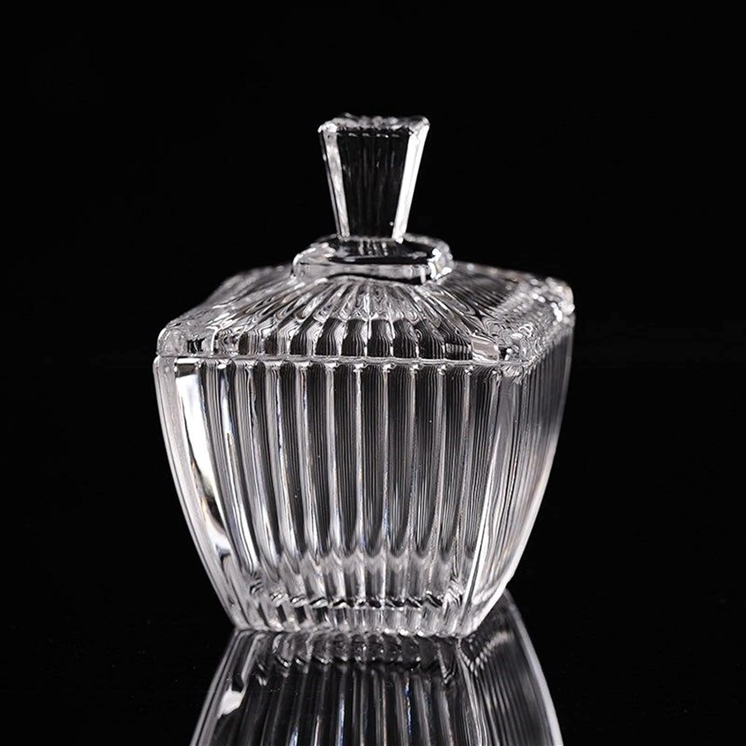 Sugar bowl Covered Sugar Bowl, Crystal Glass Transparent Sugar Bowl with Lid Candy Dish Glass Jar with Crystal Lid Living Room Decoration