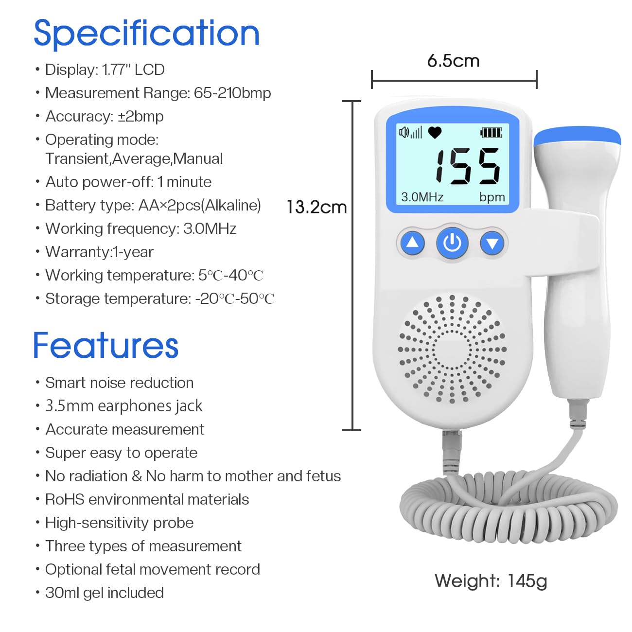 Pregnancy Monitor Accessory Fetal Heartbeat Doppler Belt - Portable Monitor Band For Pregnancy, Easy To Use At Home - View #9