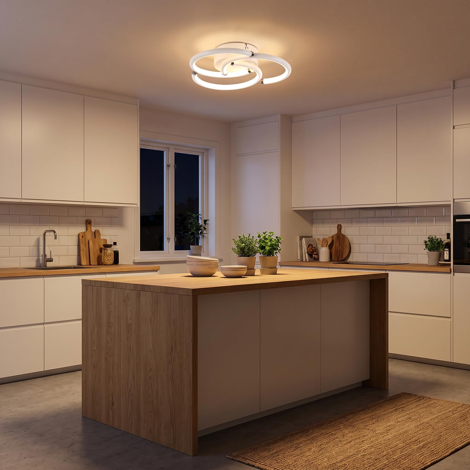 ZMH Plafonnier Cuisine Plafond LED 24W 3000K Luminaire chambre à coucher