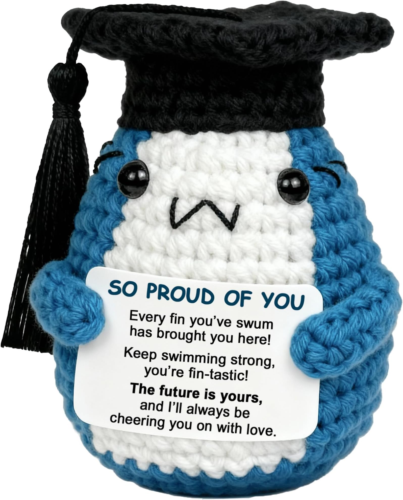 Graduation Gifts for Daughter Son from Mom Dad – Proud of You Crochet Shark, 2025 College High School Graduate Congrats Grad Gift for Granddaughter Grandson Boyfriend Girlfriend