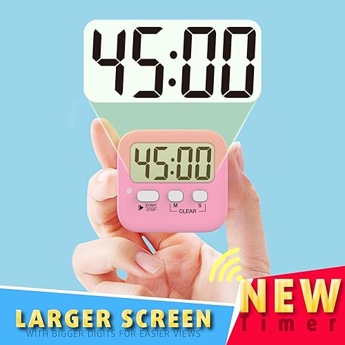 Miniatura 73 de Antonki Paquete de 2 temporizadores digitales para niños, temporizadores de cocina magnéticos de cuenta regresiva para cocinar, huevos, aula, 2 x