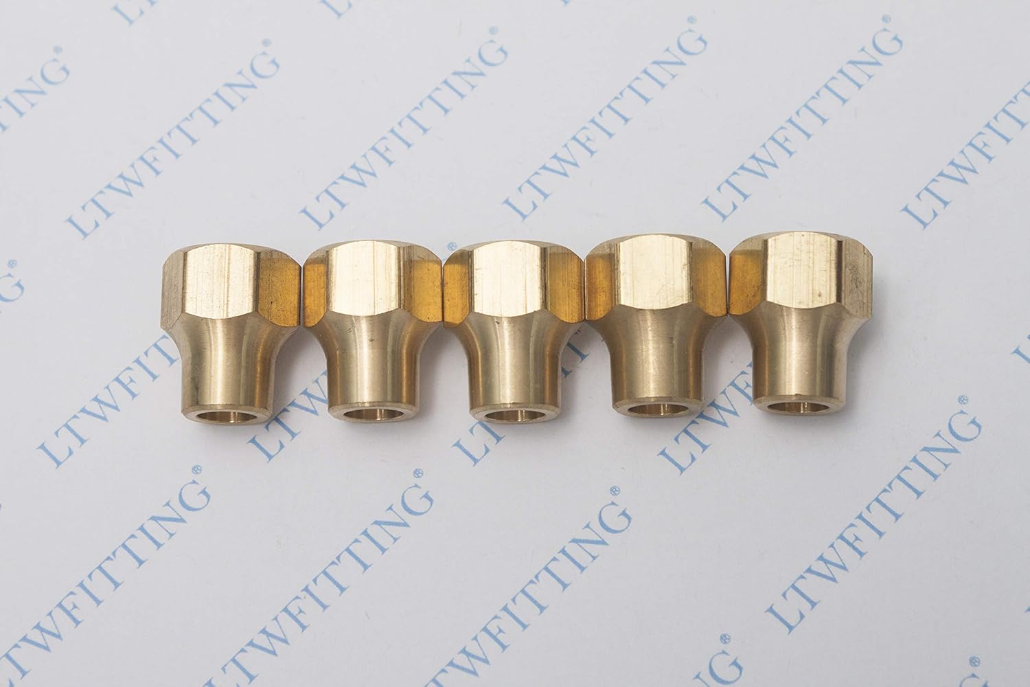 LTWFITTING Brass 3/8" OD 45 Degree Flare Long Forged Nut,Flare Tube Fitting(Pack of 5)