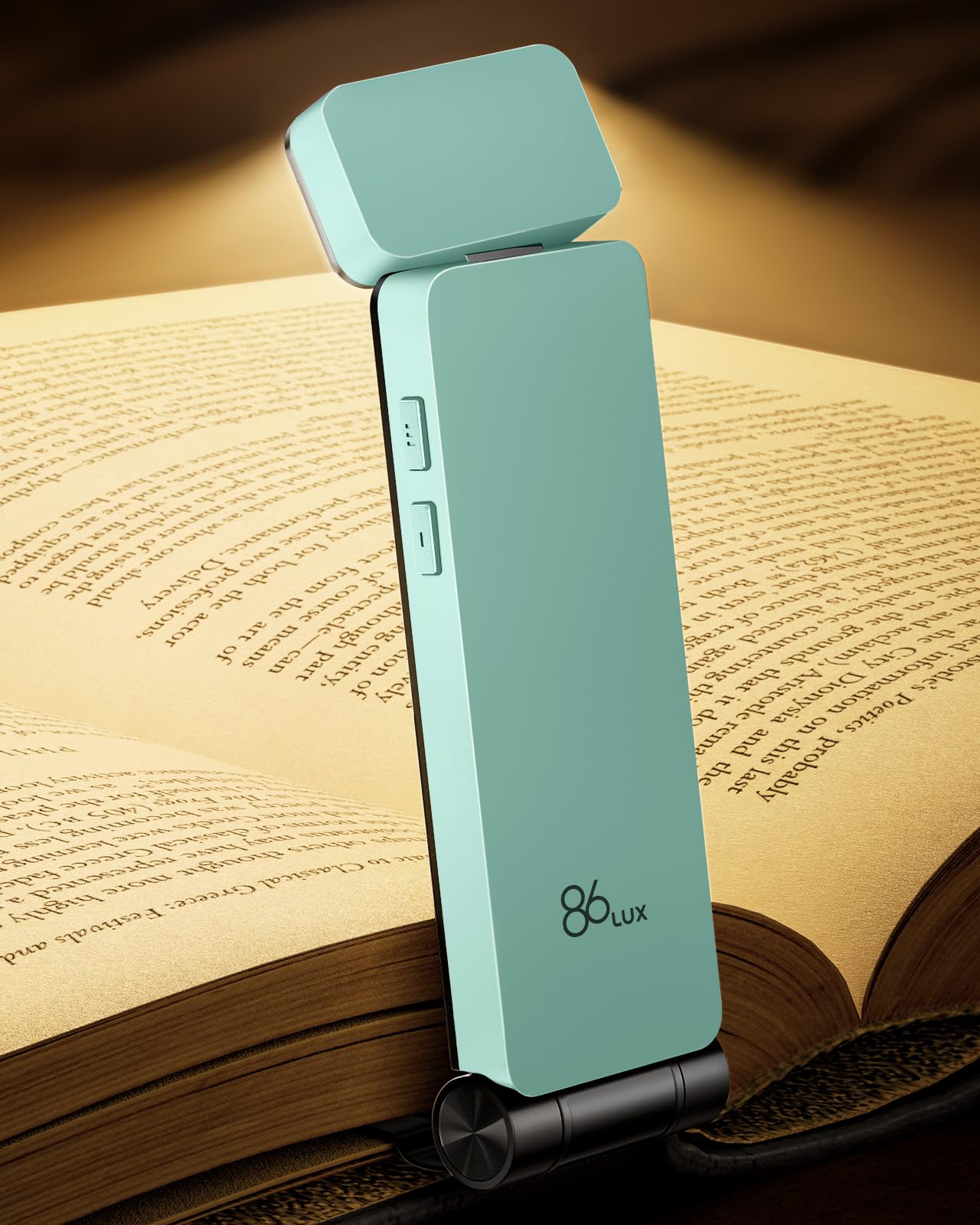 86lux Leselampe Buch Klemme，Wiederaufladbare Buchlampe zum Lesen im Bett，Ultraleichte LED Klemmlampe mit 3 Bernsteinfarben und Stufenlosem Dimmen für Nachtlesen für Buchliebhaber