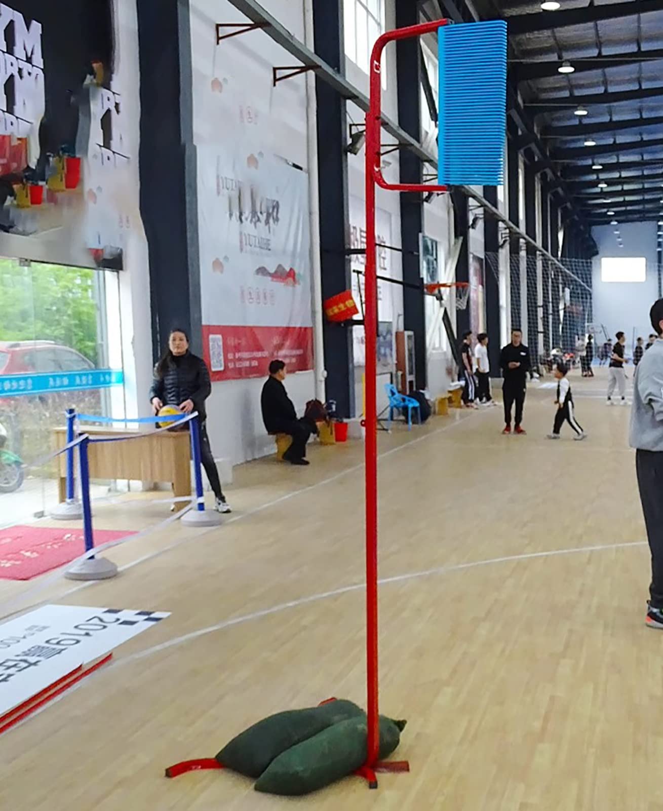 Pionowy tester skoków z tworzywa sztucznego ABS, sportowy pionowy Challenger ze stali nierdzewnej, tester pomiaru skoków z workami z piaskiem z przeciwwagą (kolor: niebieski)