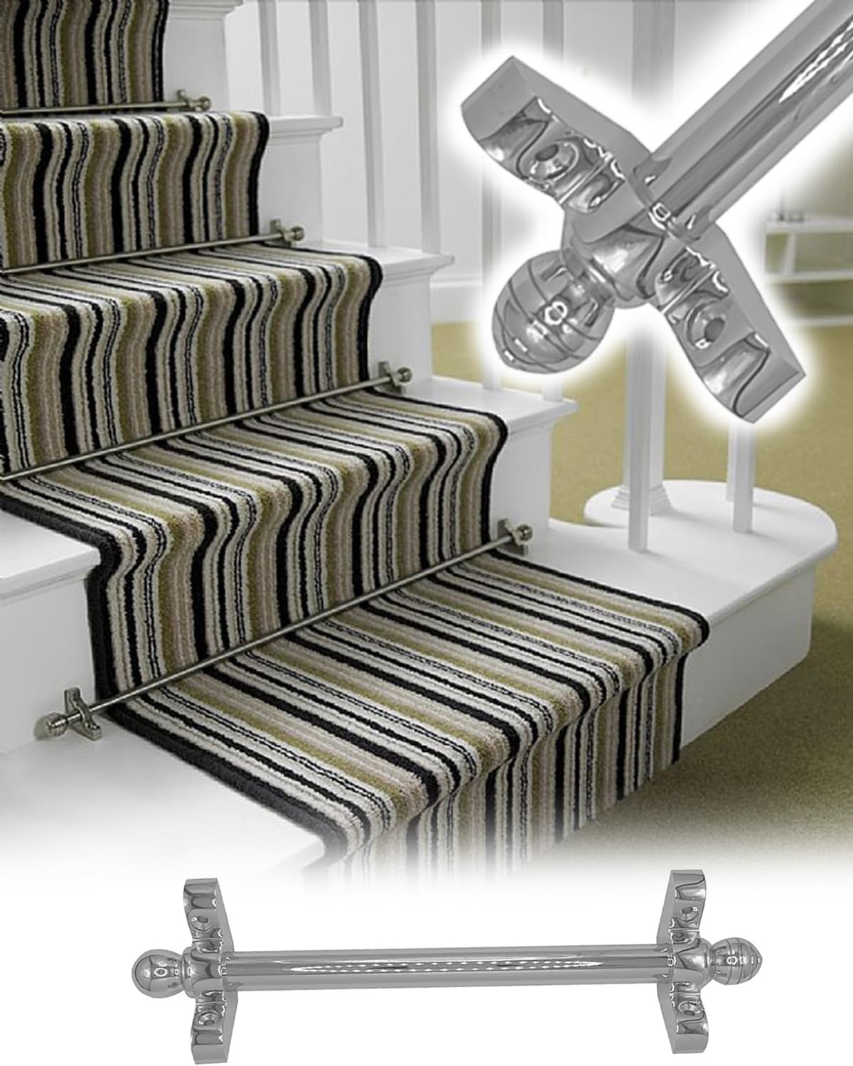 CGCSYZ Stair Rods Sliver Stair Rods for Runners - 1pc / 12pcs / 13pcs, Fixed Step Matting Rug Bar Decorative, Home Residential Commercial Flat Carpet Tubing (12pcs 55cm/21.7in/1.8ft)