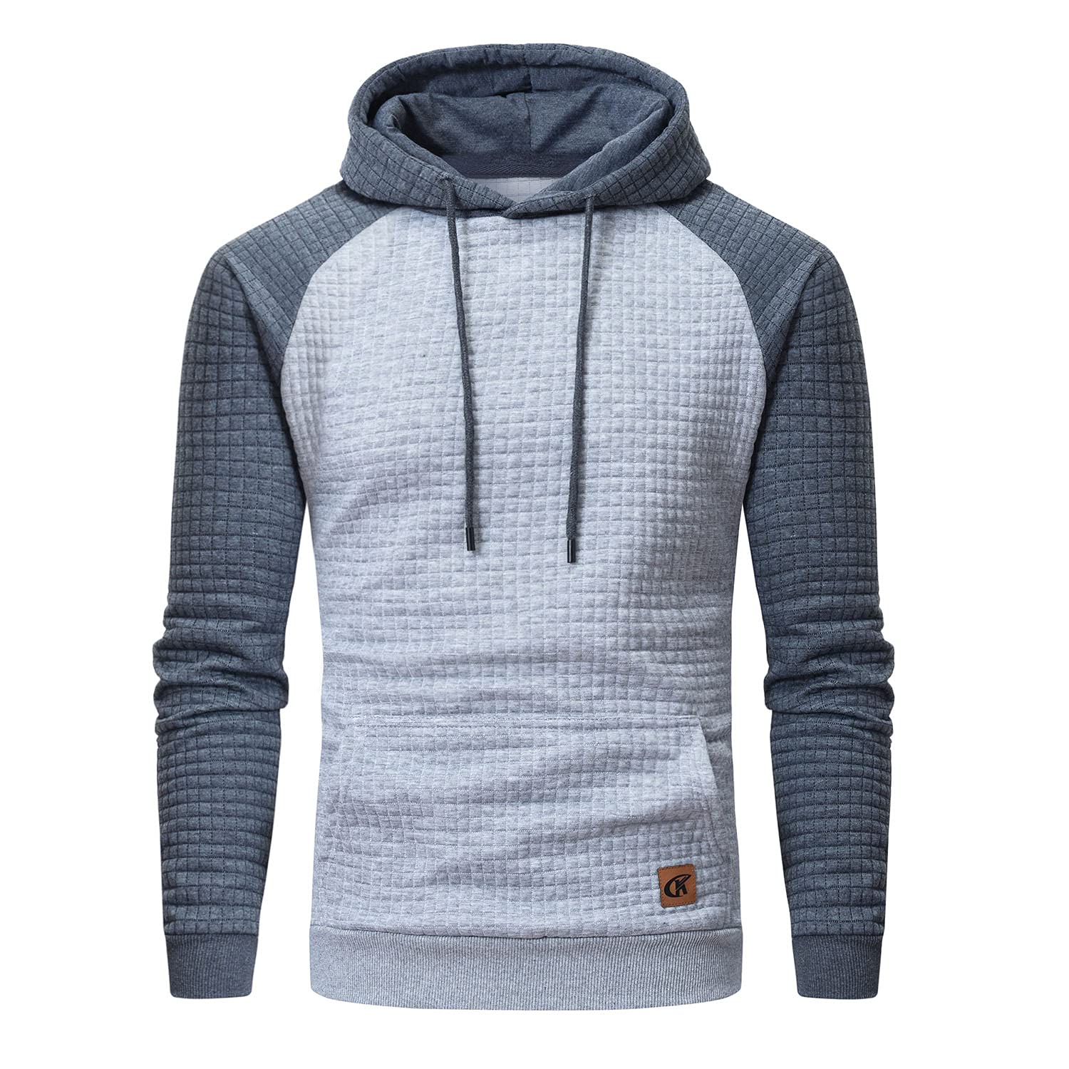 YuKaiChen Herren Kapuzenpullover Casual Langarm Karierten Kordelzug Jacquard Hooded Sweat mit Fleece Innenseite