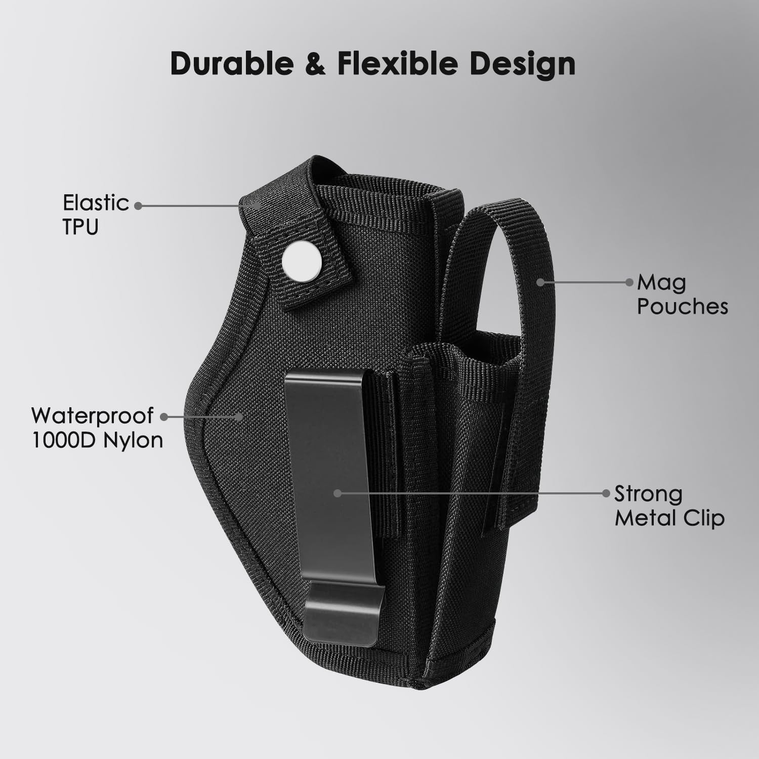 Gun Holster Concealed Carry for Men Women: Universal Pistol Holster IWB OWB Fits Glock 23, 26, 27, M & P Shield and Similar Handgun