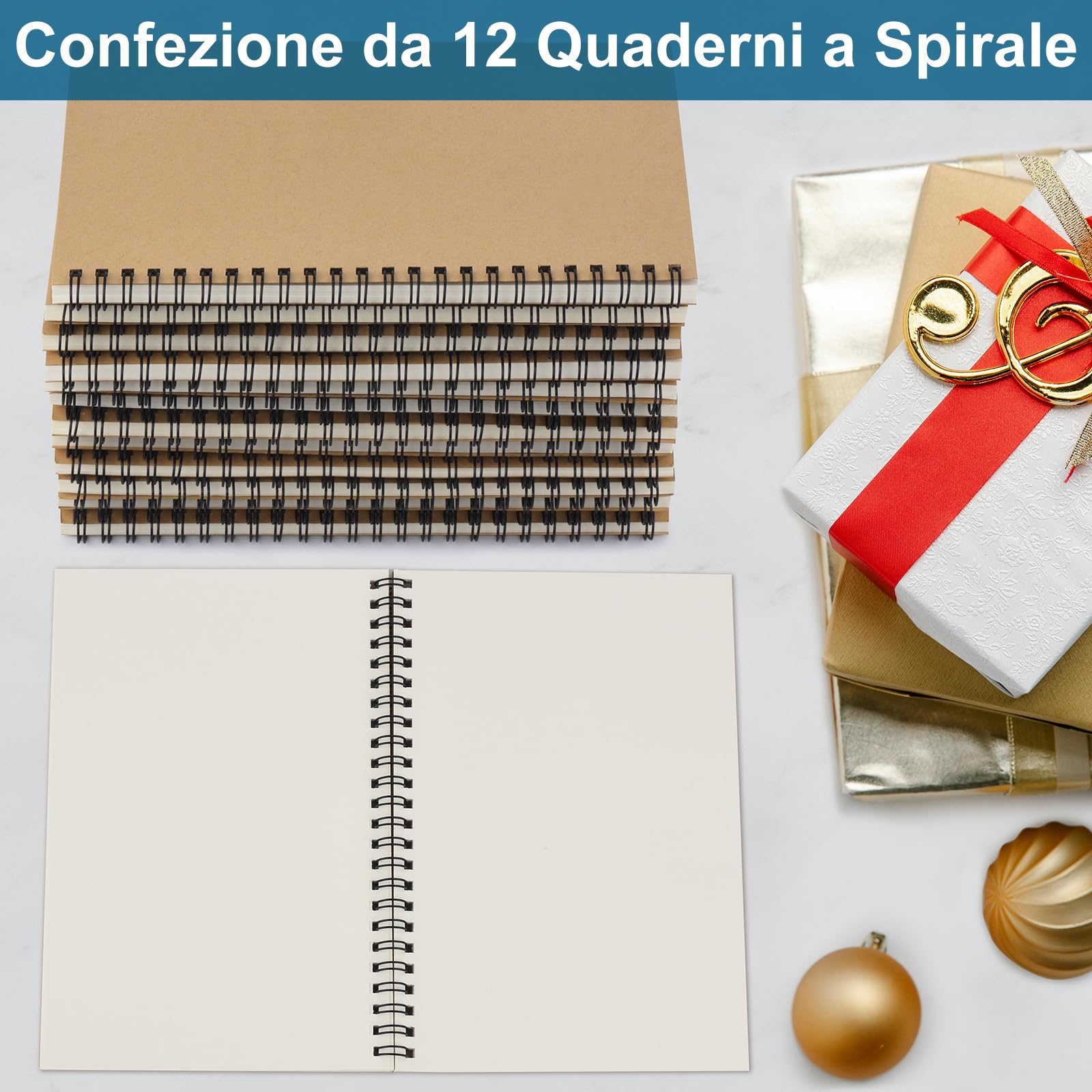 ZCZN-Quaderno Appunti a Spirale,Taccuino Bianco A5, Confezione da 6 Quaderni-60 Fogli/120 Pagine- Carta 21x14 CM, Utilizzato per Scrivere Note, Diario o Agenda, Bianco