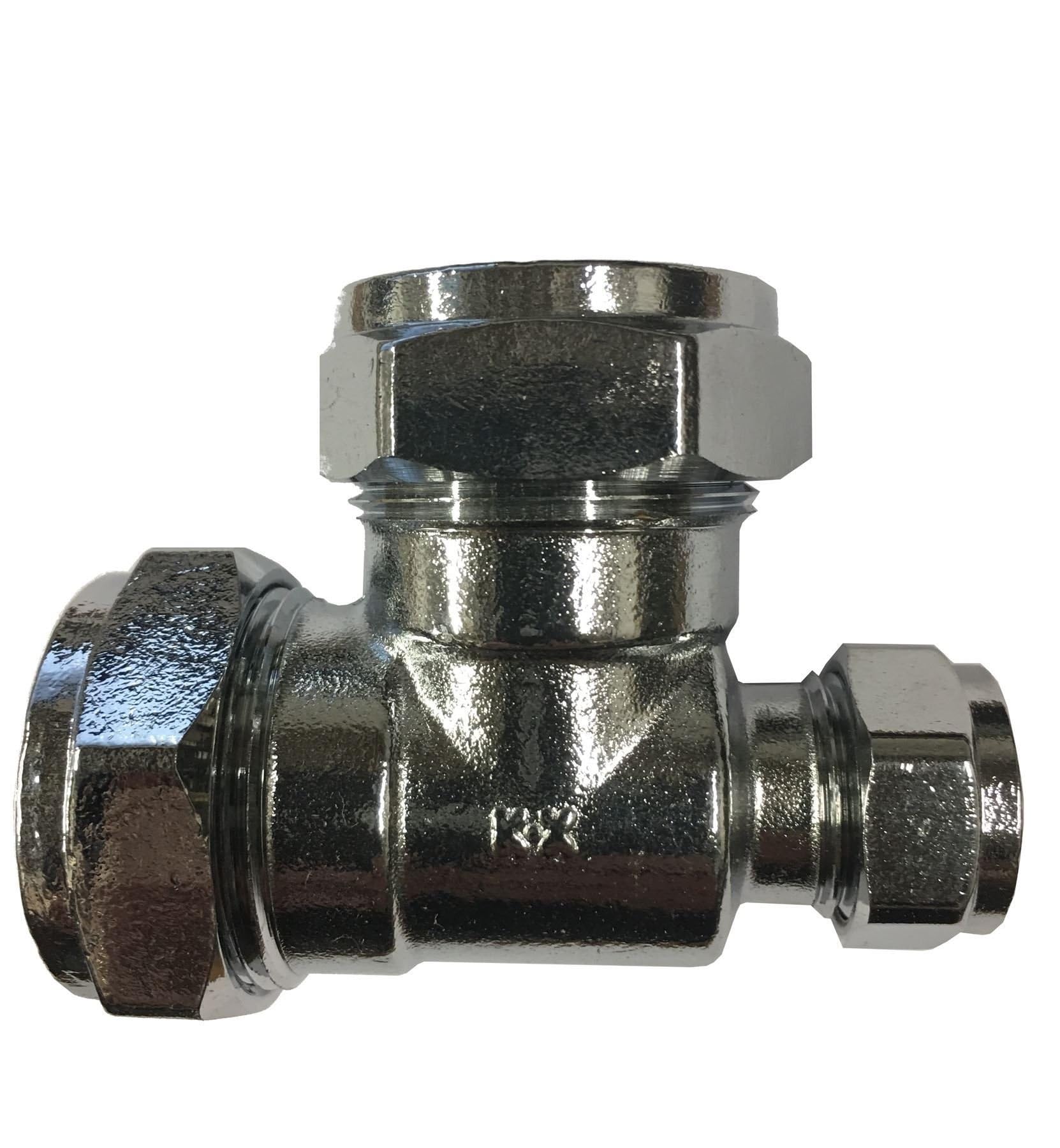 22mm x 15mm x 22mm Compression Chrome Reducing Tee