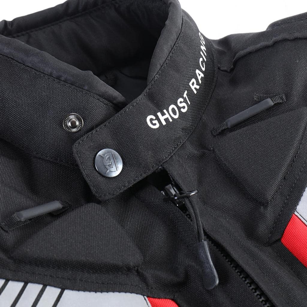 Chaqueta de con Protecciones, Chaqueta de Carreras, Chaqueta Oxford Cortavientos con Ventilación con Cremallera, Espalda de Malla Transpirable, P