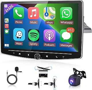 2+32G Single Din Wireless Carplay/Android Auto 10.1 Inch Touchscreen Car Stereo Support Bluetooth, Car Stereo with Backup Camera, Android 11 Car Radio Support WiFi, GPS, FM, SWC, HiFi