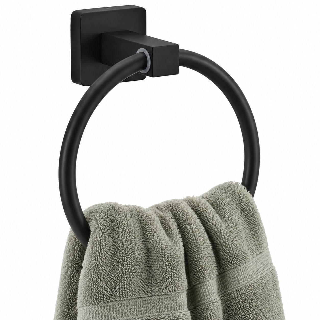 304 Stainless Steel Towel Ring 180° Rotatable Wall Mount Anti-Slip Quiet