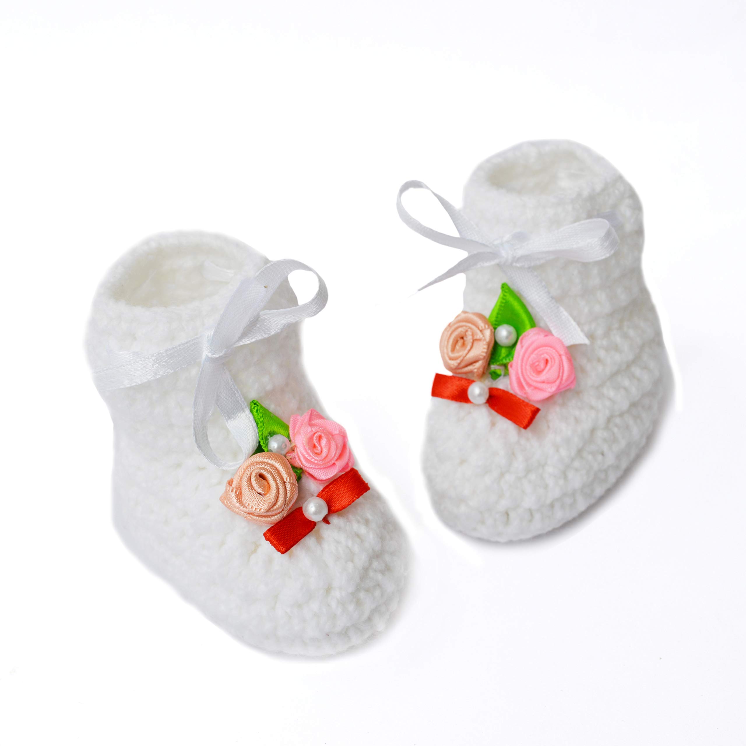 Crochet baby booties Baby shoes - White (6 to 12 Months) 2
