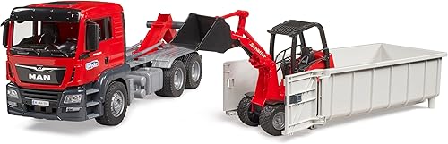 Miniatura 3 de Bruder 03767 Man TGS Camión con contenedor enrollable y cargador compacto Schäffer 2630