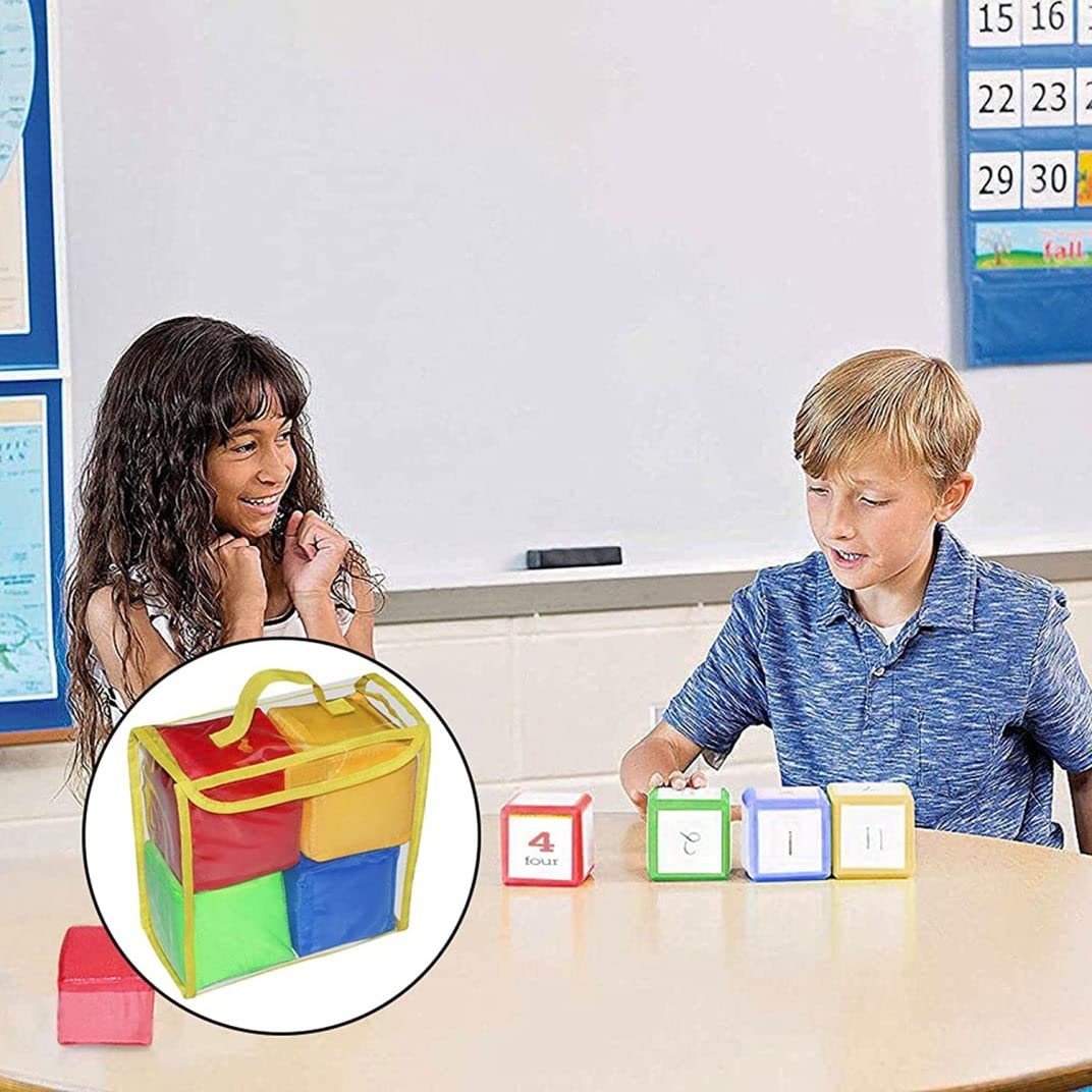 Set di 4 Dadi da Gioco, cubi in Morbida Schiuma, cubi tascabili per Imparare a insegnare, Dadi tascabili, in Schiuma, Grandi per Il Set Classe