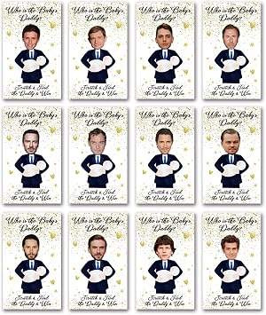 Baby Shower Game Cards, Who's The Baby Daddy Scratch Off Raffle Tickets | 43 Celebrities Cards and 7 blank card, Cute Baby Shower Party Decor Favors