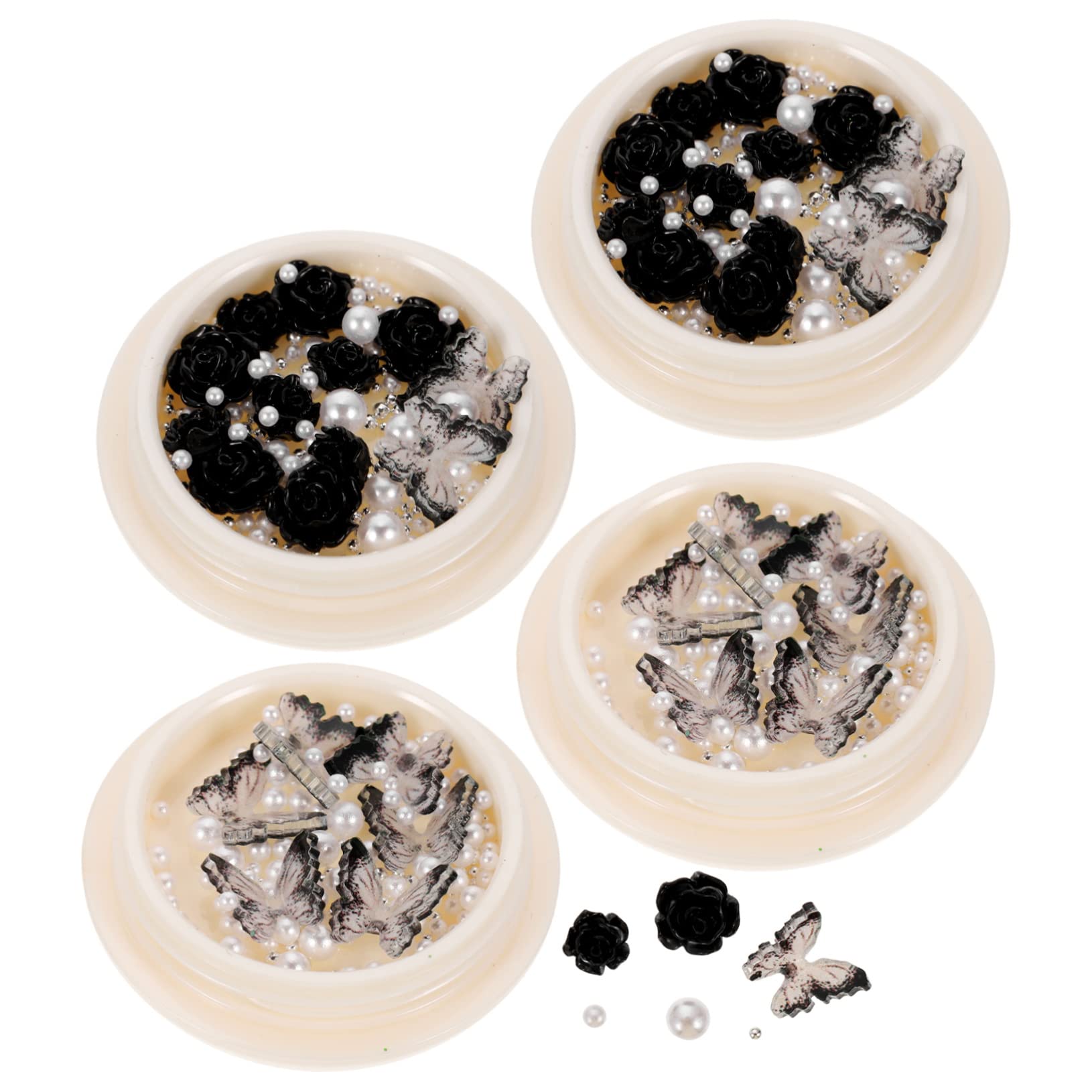 VALICLUD 4 Set Shinestone Di Nera Ciondolo Kit Di Strass Per Unghie Cristalli Adesivo Decorazioni Unghie Ciondoli Per Unghie Luccicanti Gemme E Gioielli Resina 4 Scatole*4