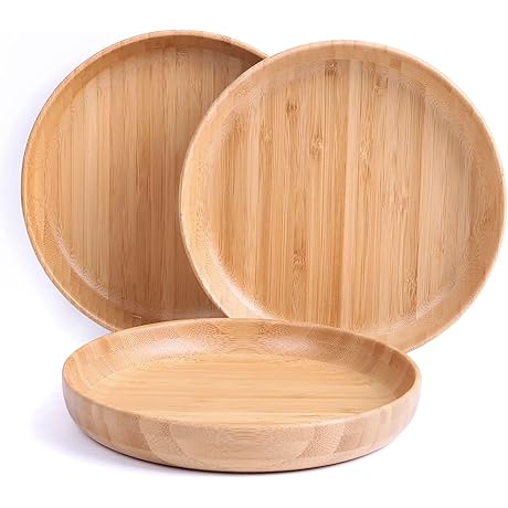 Eco-Friendly Kids Bamboo Plates: Set of 3 Lightweight Unbreakable Plates