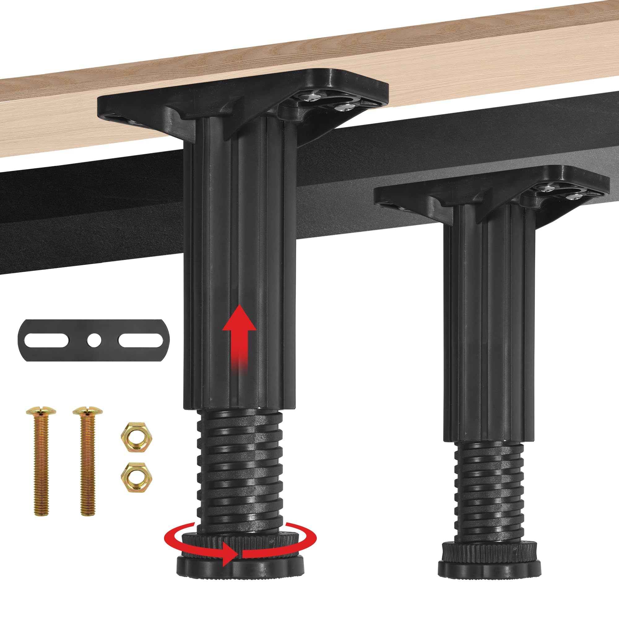 Tazweeq Adjustable Height Bed Support Legs, 4pcs Bed Frame Center Slat Support Legs for Furniture Heavy Duty Support Legs