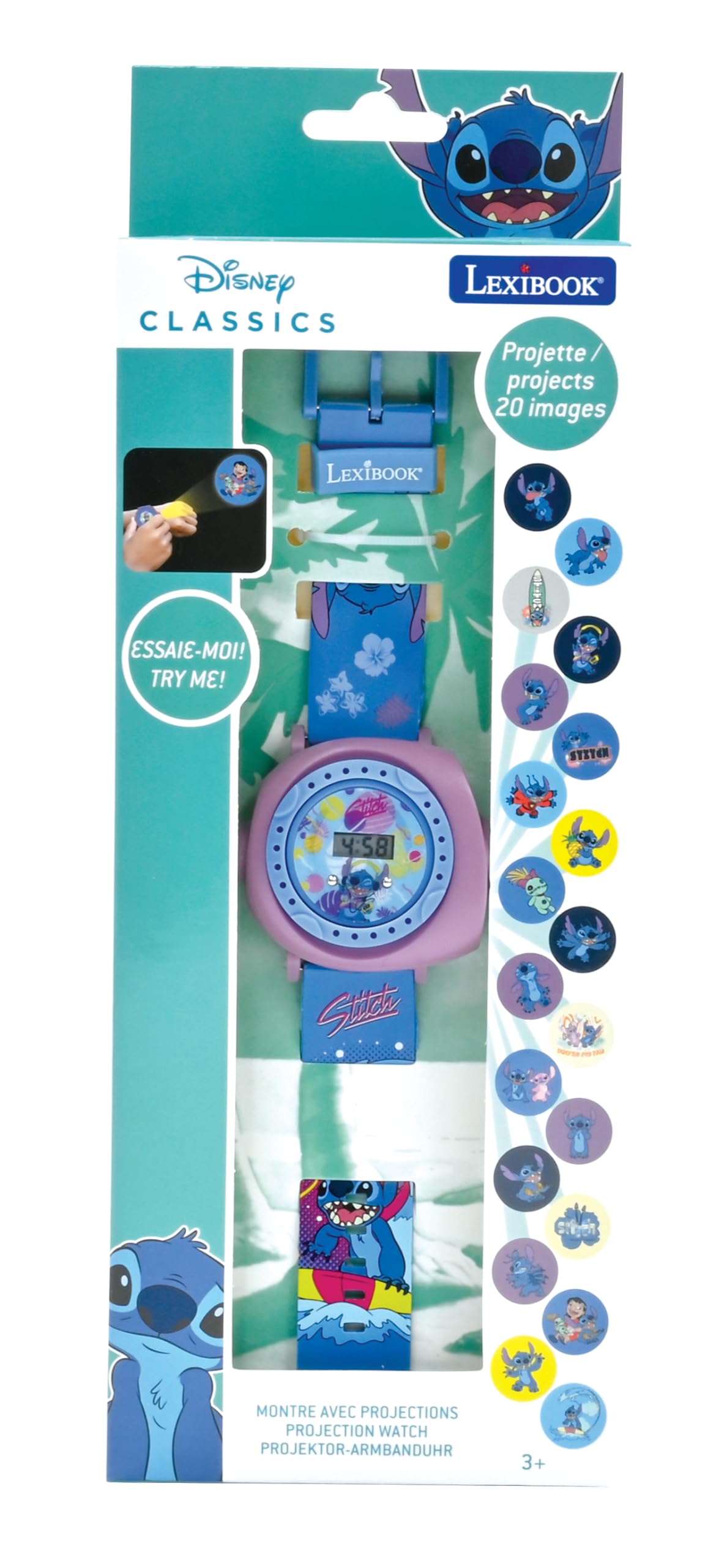 LEXIBOOK - Disney Stitch - Adjustable Projection Watch Digital Screen - 20 Images of Lilo & Stitch - for Children - DMW050D - Image 4
