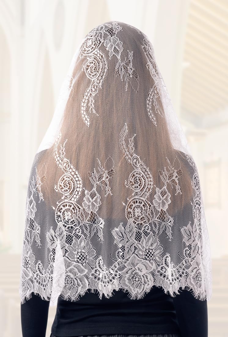 Lace Veil Church Catholic Mantilla Chapel Veils for Women, Latin Mass Head Covering for Bridal Wedding Halloween