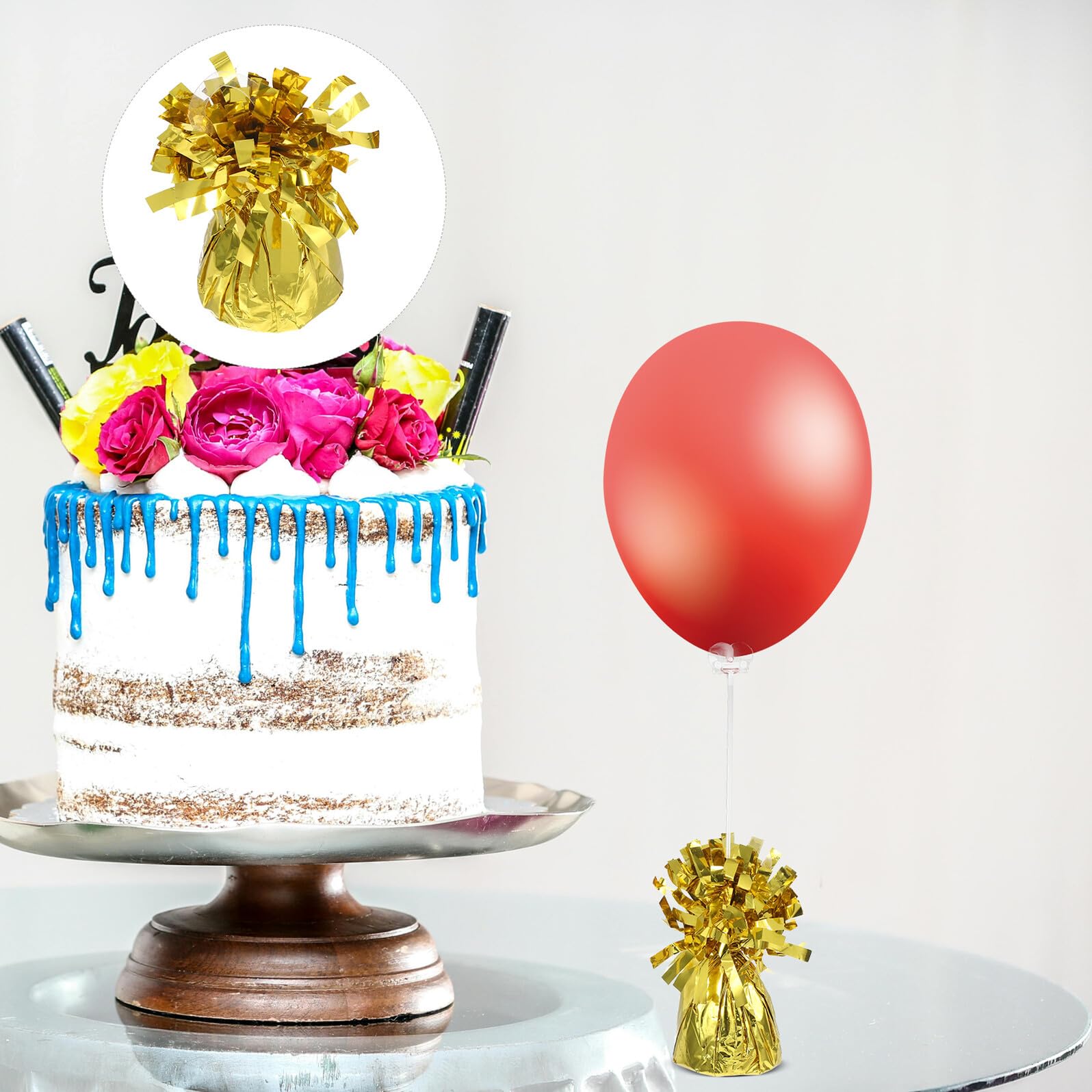 6 Stück Teiliges Ballongewichte aus Stabilem Metallfolie material Farbenfrohe Beschwerer für Helium Luftballons Geeignet für Hochzeit Geburtstag Babyparty und Festliche