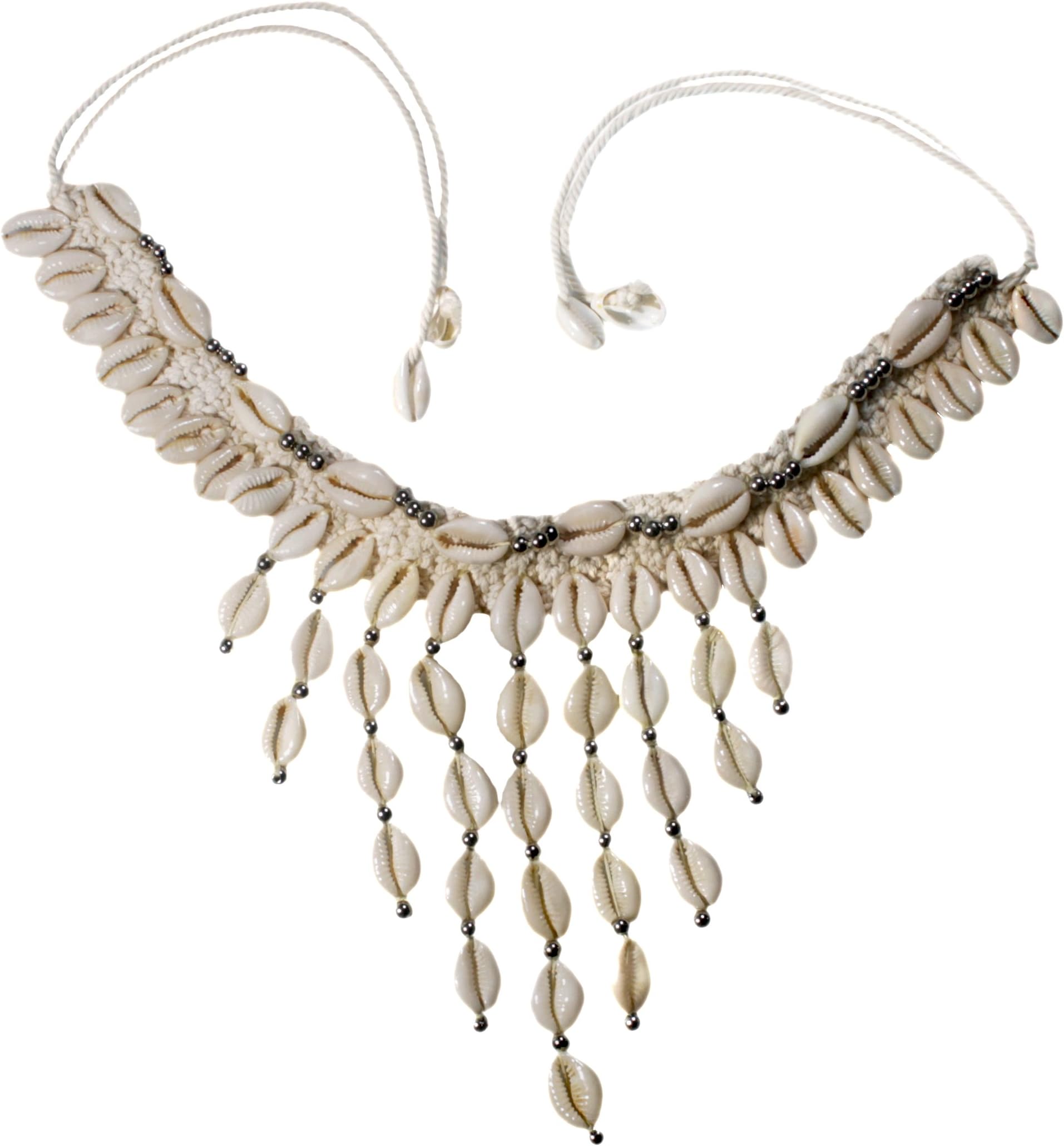 Nesha Cowrie Shell Macrame Necklace Hippie Boho