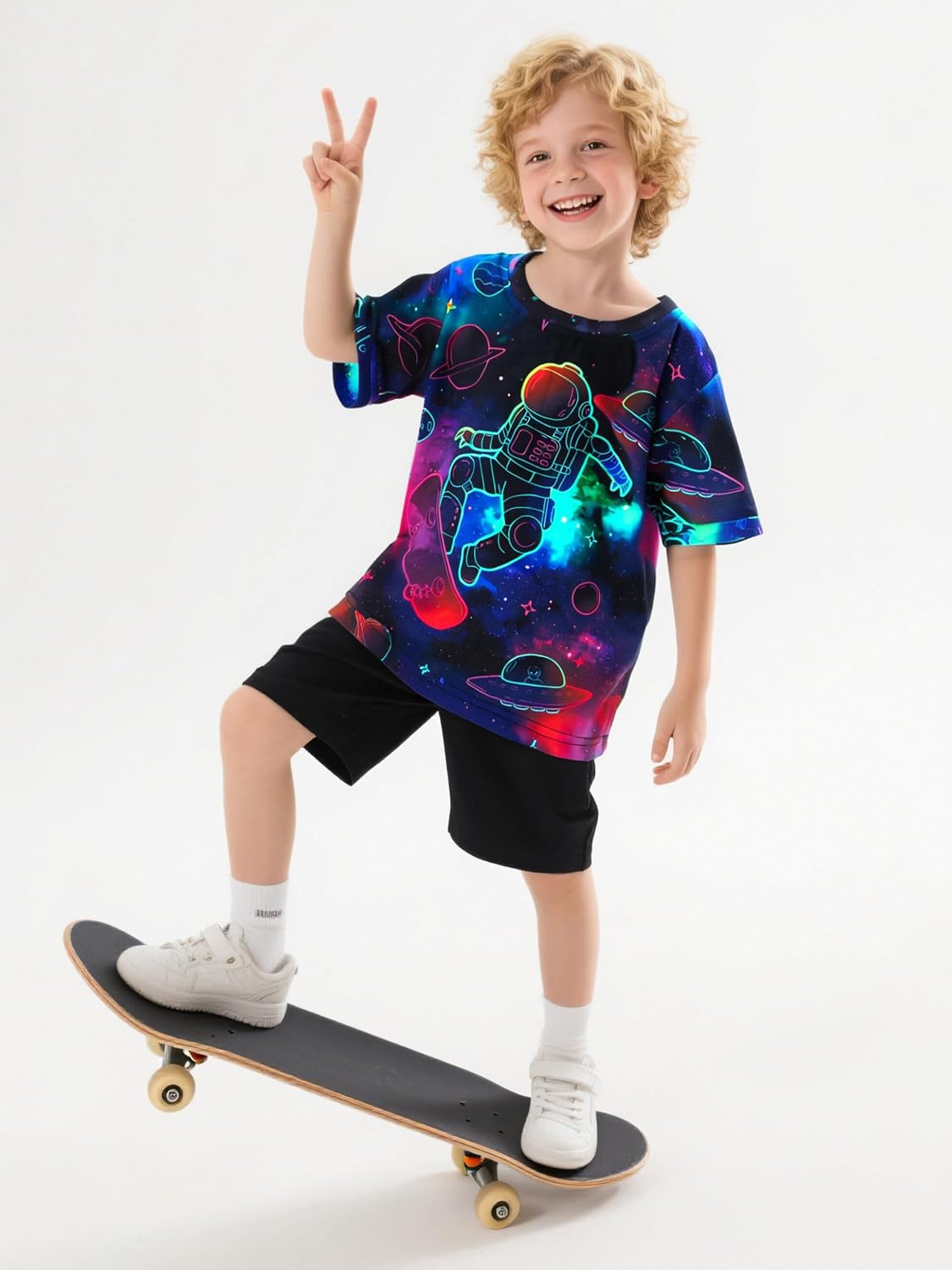 Boys Girls 3D Graphic Print Neon Game Shirt Short Sleeve Neon Tees Tops Summer T Shirts for Boys