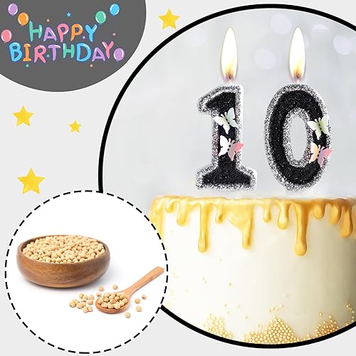 Miniatura 10 de Velas de cumpleaños número 5, decoración de fiesta de cumpleaños de mariposa para mujeres y niñas, vela morada de feliz cumpleaños para pastel, vela