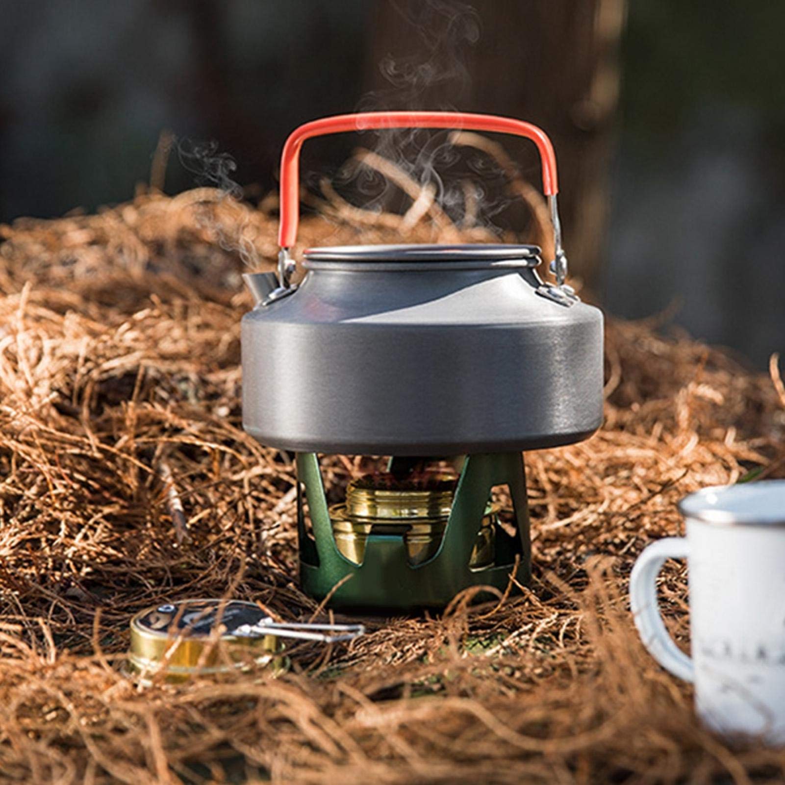 Alcohol Fornuis Koper Ultralichte Draagbare Camping Mini Spirit Cooker Alcohol Brander Alcohol Brandstof Fornuis voor Outdoor Koken Picknick BBQ(Grijs