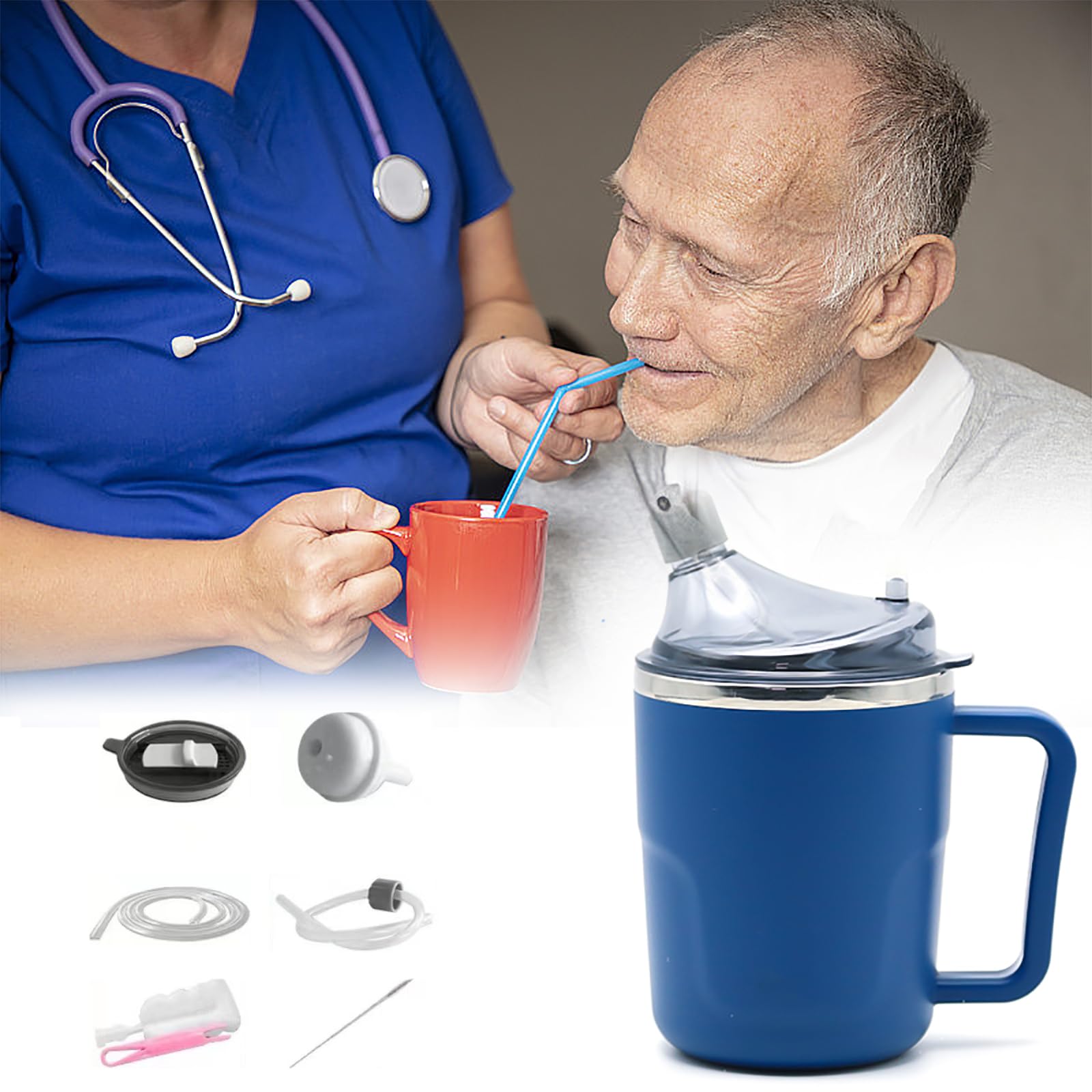 Kubek Na Wodę Dla Osób Starszych, Kubek Do Picia O Pojemności 400 Ml Dla Obłożnie Chorych Osób Starszych, Kobiet W Ciąży I Po Operacjach Poporodowych, Odpowiedni Do Różnych Pozycji Picia,