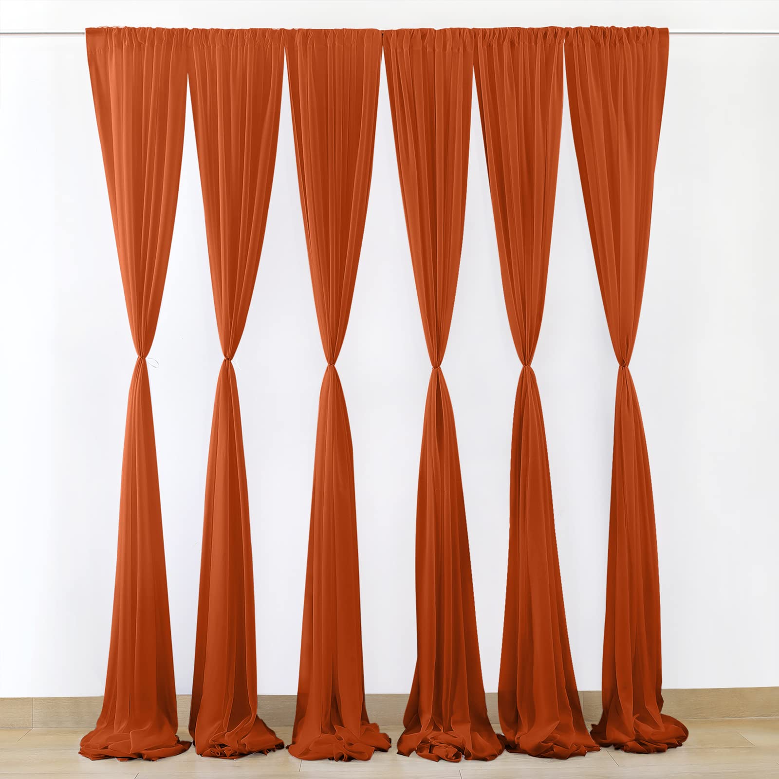 LKPOMI Wedding Arch Draping Fabric 5 x 10 Ft Chiffon Fabric Drapes Sheer Backdrop Curtain for Wedding Ceremony Party Ceiling Decor(Orange)