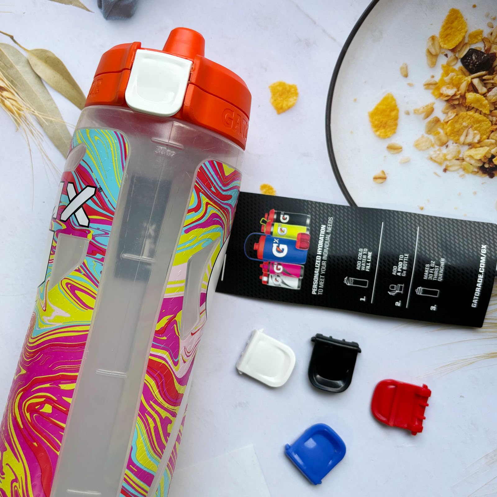 JILINWEI Ersatz-Clips Für Gatorade GX-Flasche – 8 Stück, In 4 Farben (schwarz, Weiß, Rot, Blau)