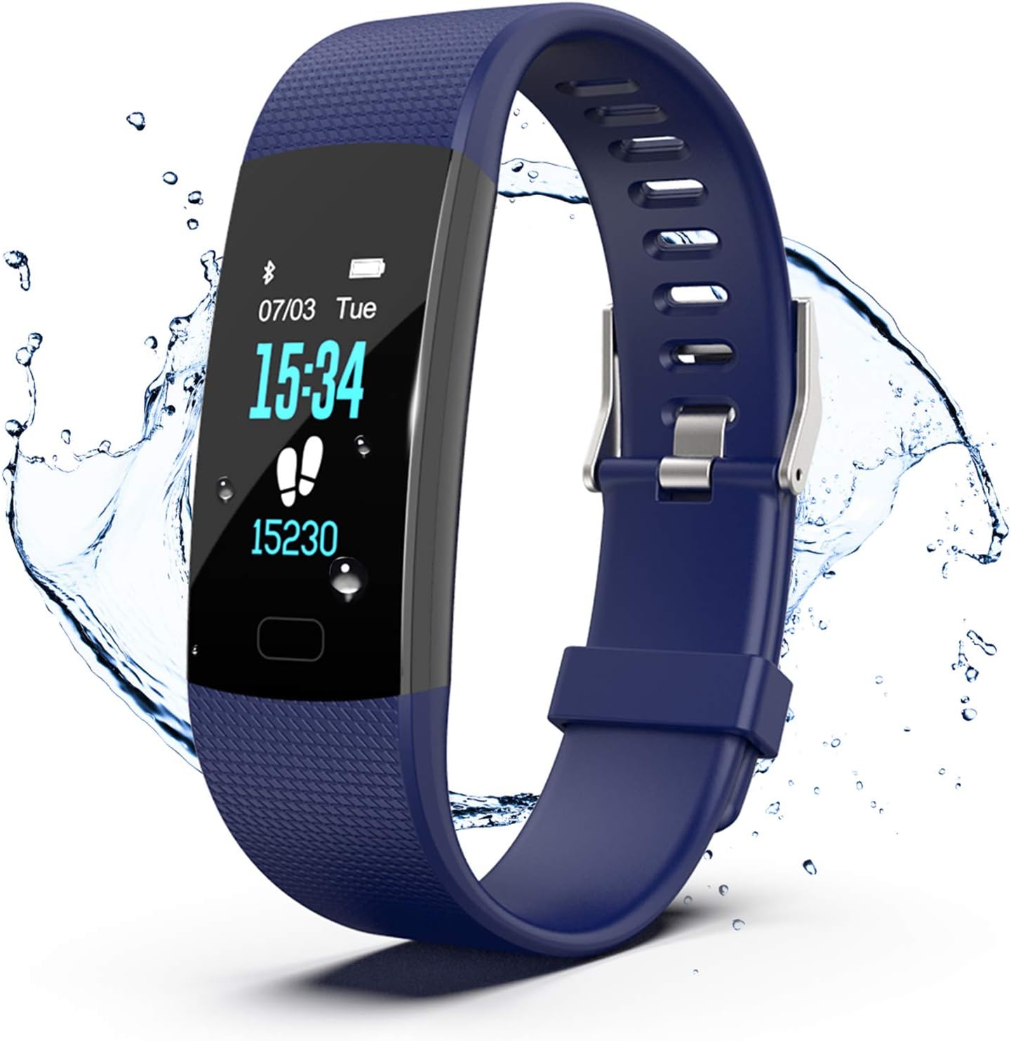 Fitness Tracker, Color Screen Activity Tracker Watch with Heart Rate Monitor, Pedometer IP67 Waterproof Sleep Monitor Step Counter for Android & iPhone (Blue)